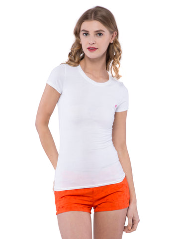 Aeropostale Women White Round Neck Pocket T-Shirt