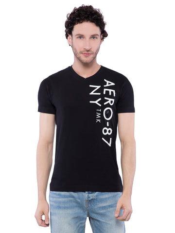 Aeropostale Men Black V-Neck T-Shirt