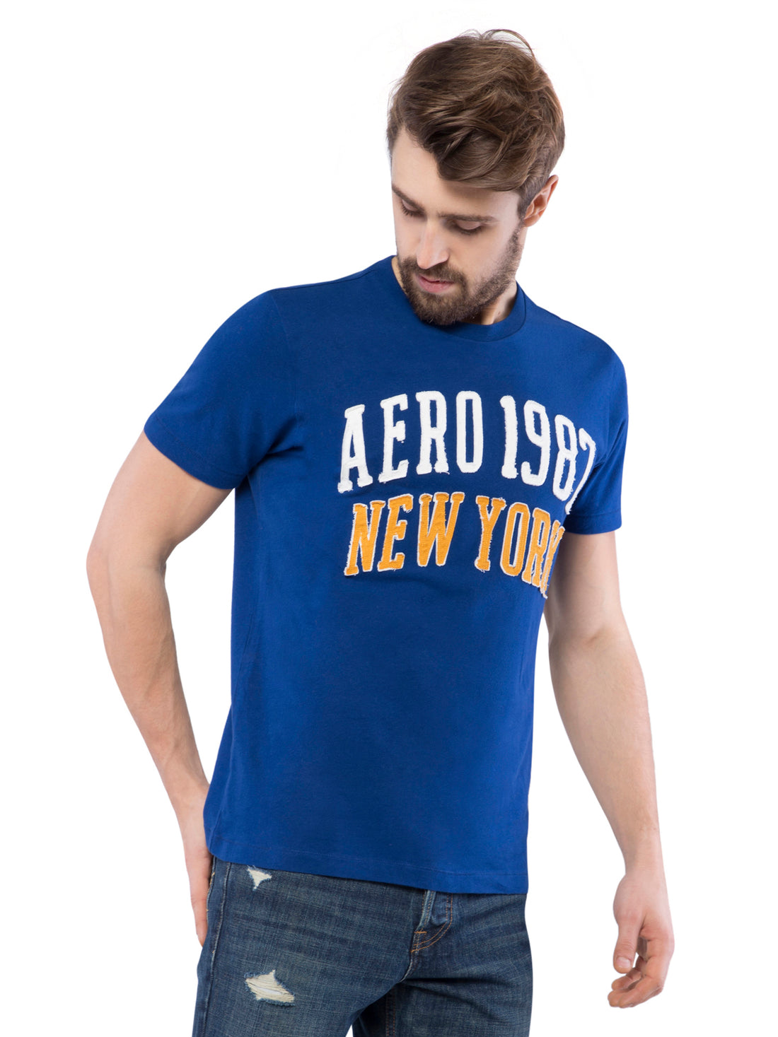 Aeropostale Men Blue Crew Neck T-Shirt