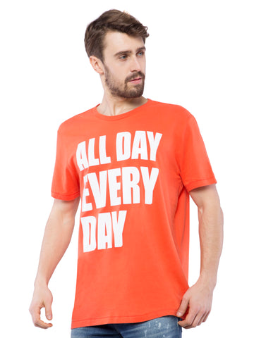 Aeropostale Men Orange Printed Crew Neck T-Shirt