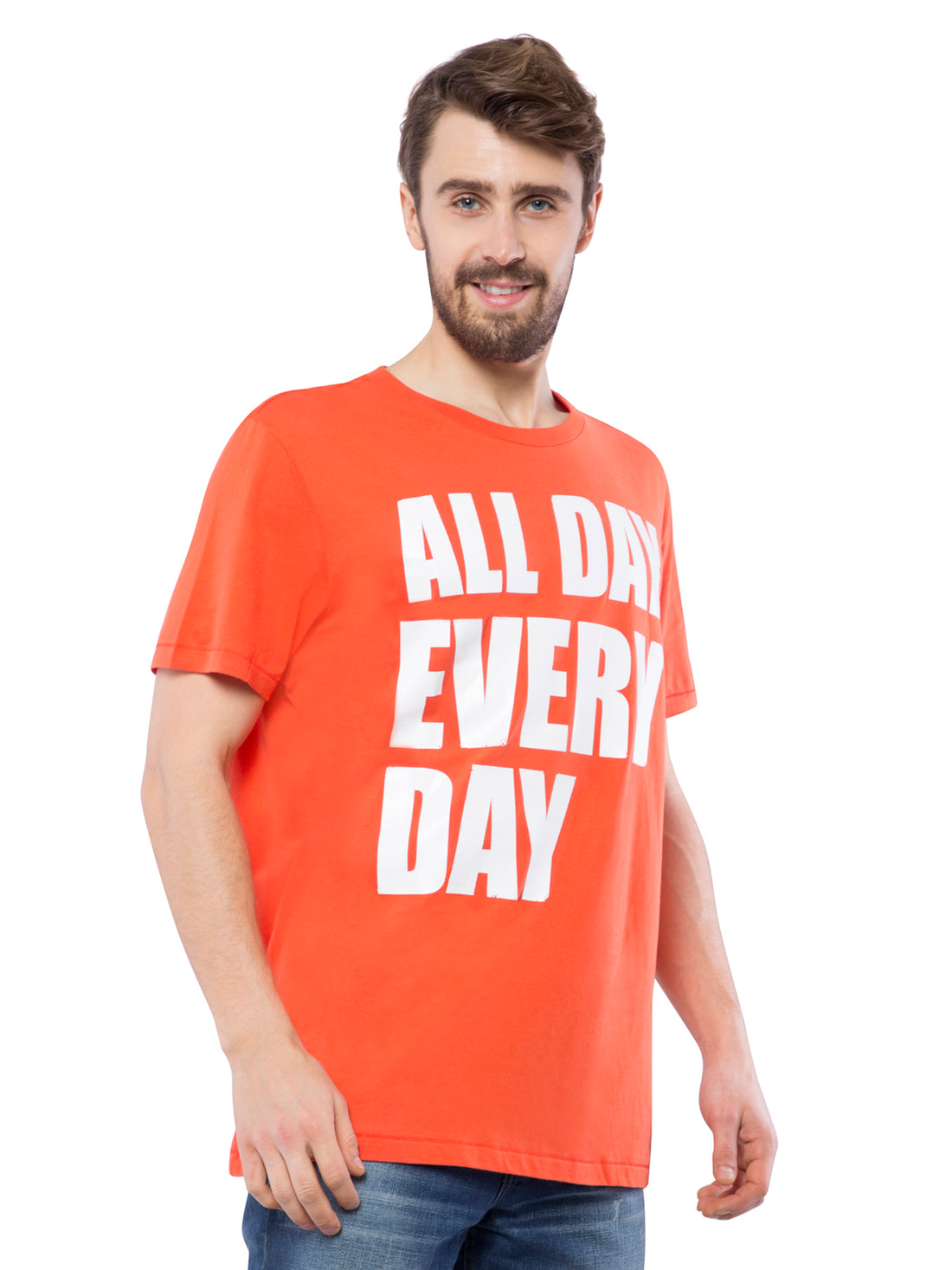 Aeropostale Men Orange Printed Crew Neck T-Shirt