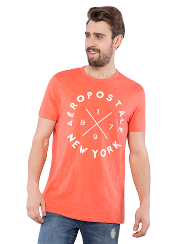 Aeropostale Men Orange Crew Neck T-Shirt
