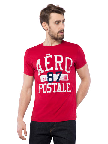 Aeropostale Men Red Crew Neck T-Shirt
