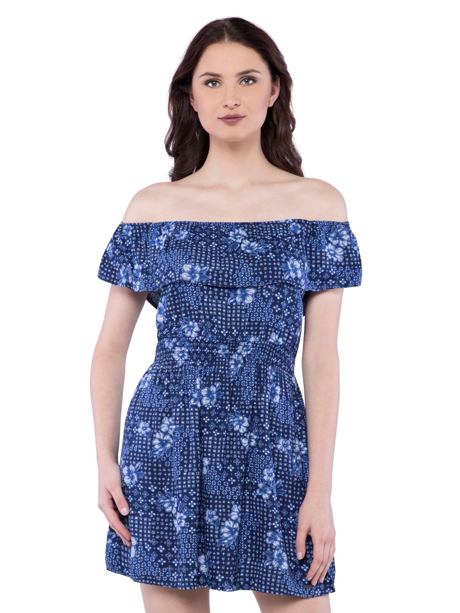 Hollister Women Floral Print Blue Dress