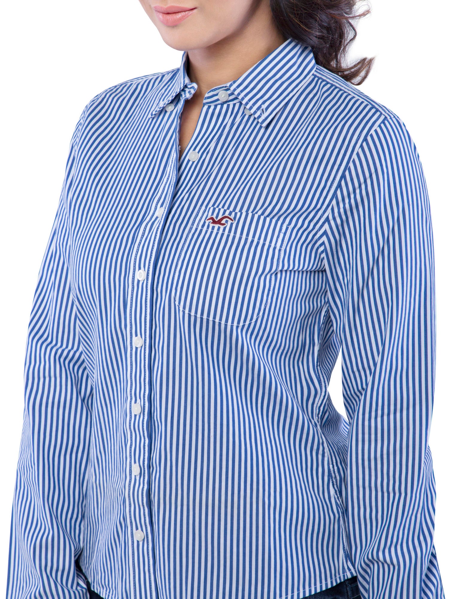 Hollister blue striped outlet shirt