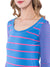 Hollister Women Blue Striped Round Neck Top