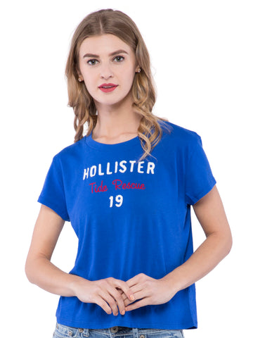 Hollister Women Blue Round Neck Top