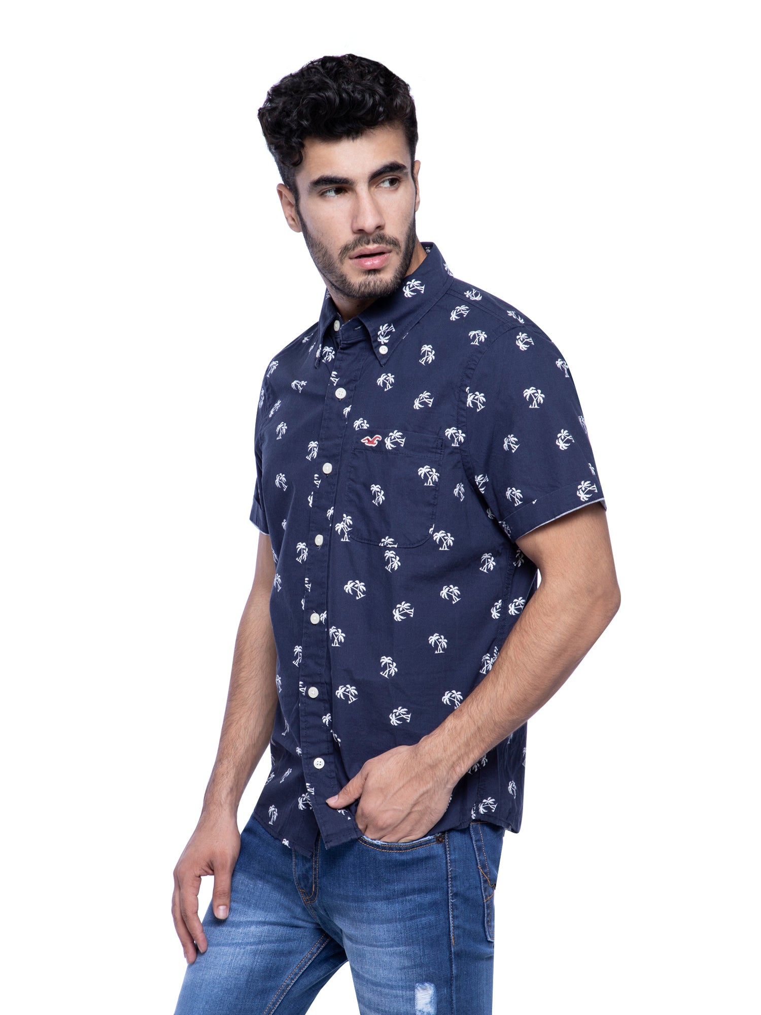 Hollister Colour Change All Over Floral Print T-shirt Slim Fit In Navy in  Blue for Men