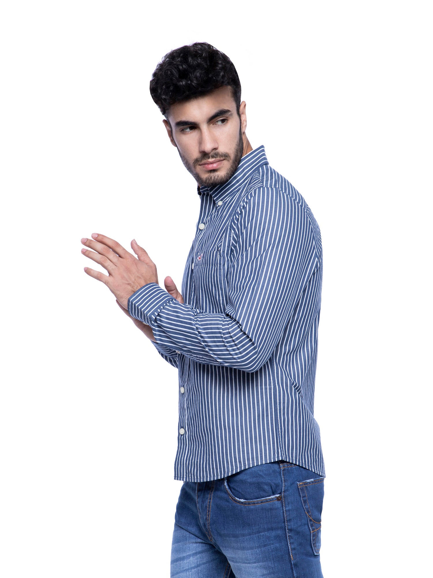 Hollister blue outlet striped shirt