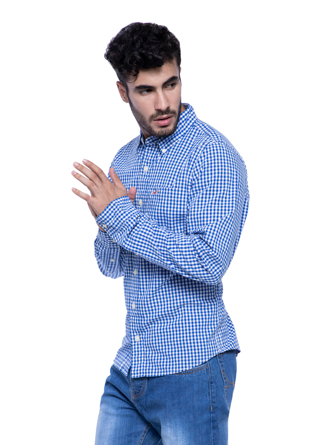 Hollister Men Blue Checkered Shirt
