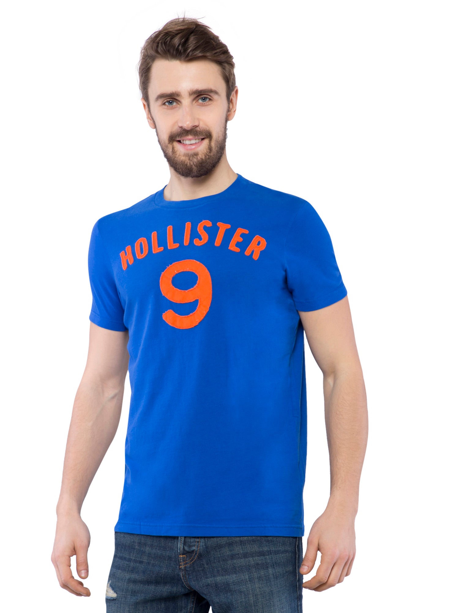Hollister Men Blue Crew Neck T-Shirt