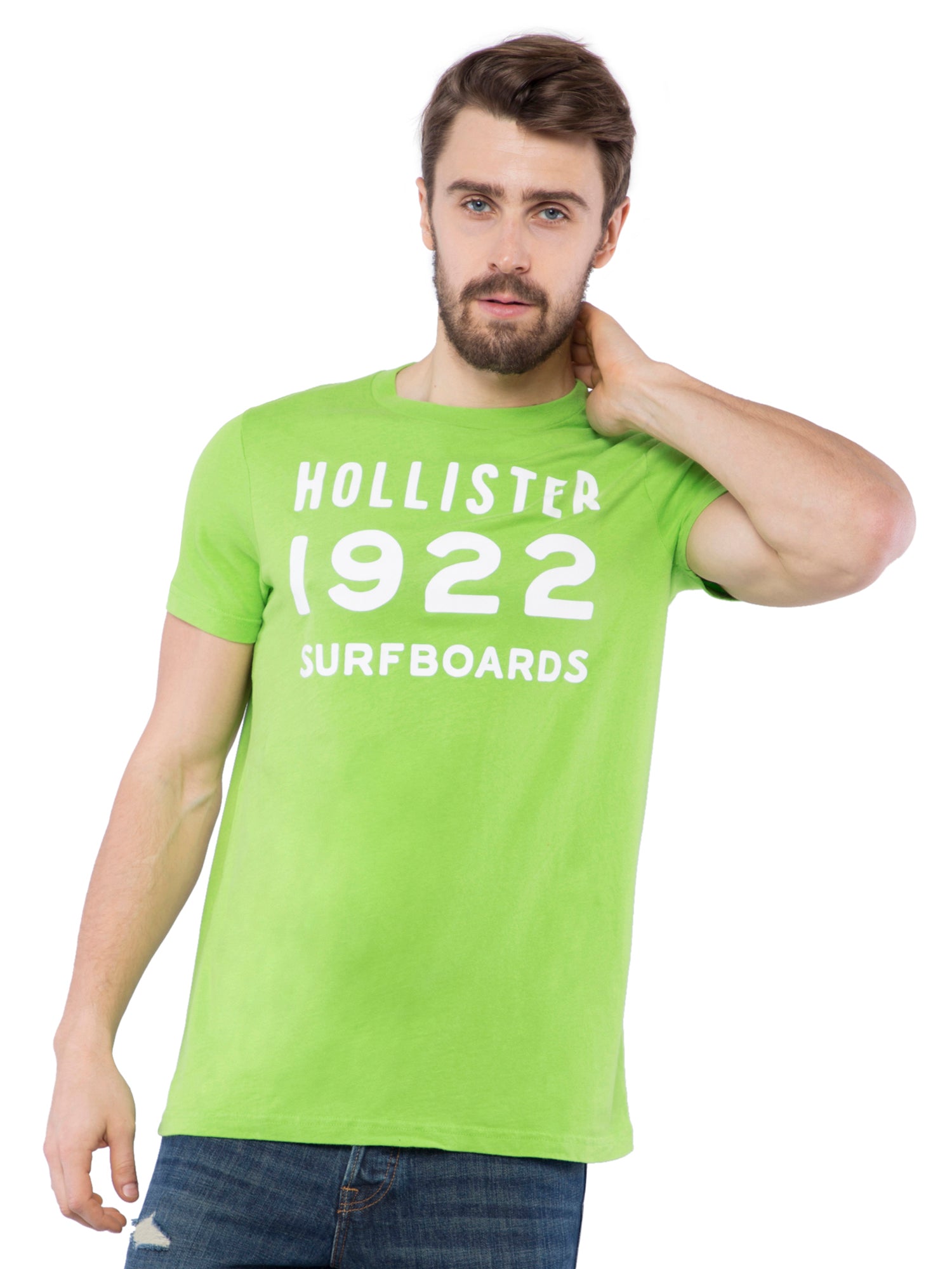 Hollister Men Green Crew Neck T-shirt