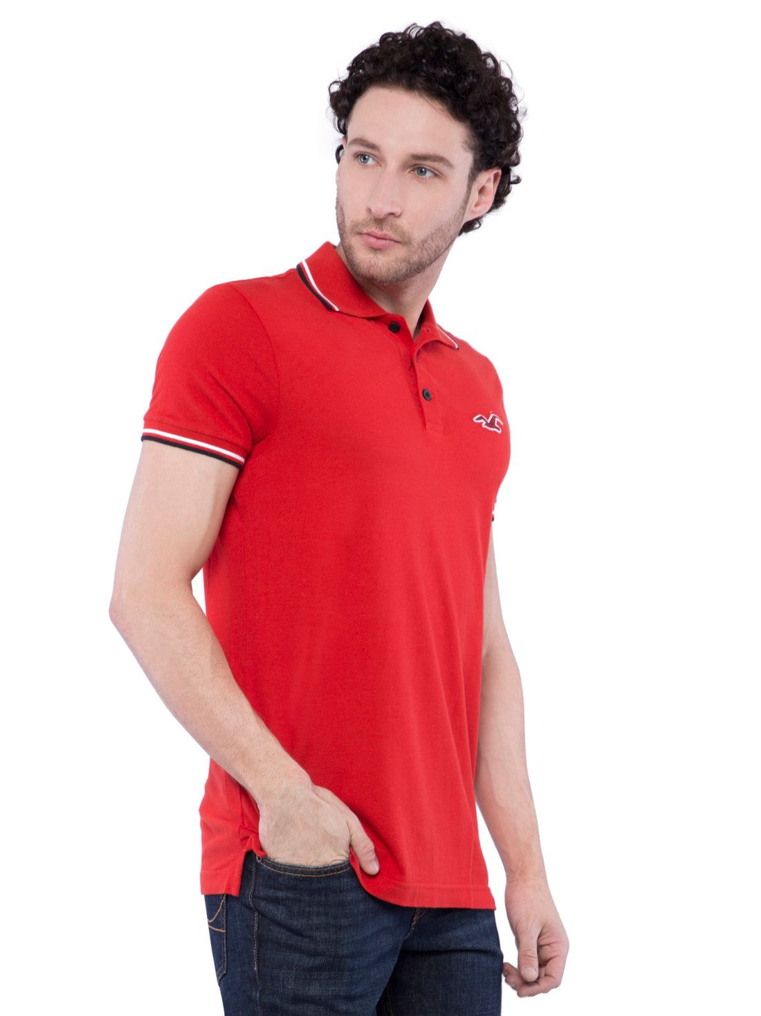 Hollister Men Red Solid Stretch Pique Polo