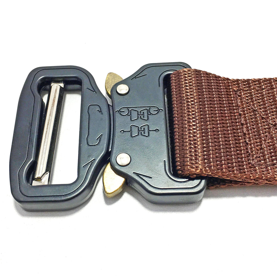Ficuster Unisex Dark Brown Metal Push Lock Buckle Nylon Canvas Braided Belt