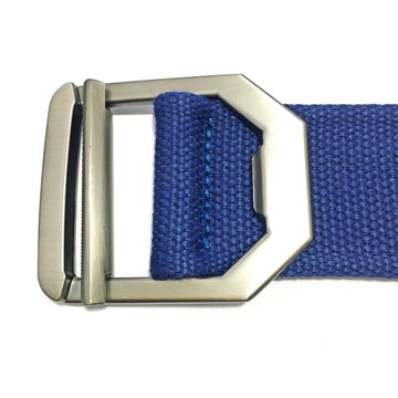 Ficuster Unisex Metal Buckle Blue Cotton Canvas Belt