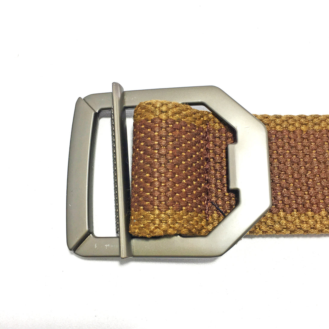 Ficuster Unisex Metal Buckle Brown Cotton Canvas Belt