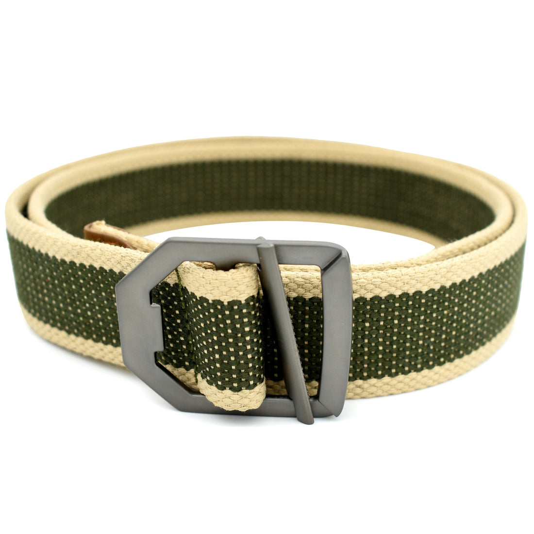 Ficuster Unisex Military Green Metal Buckle Cotton Canvas Belt