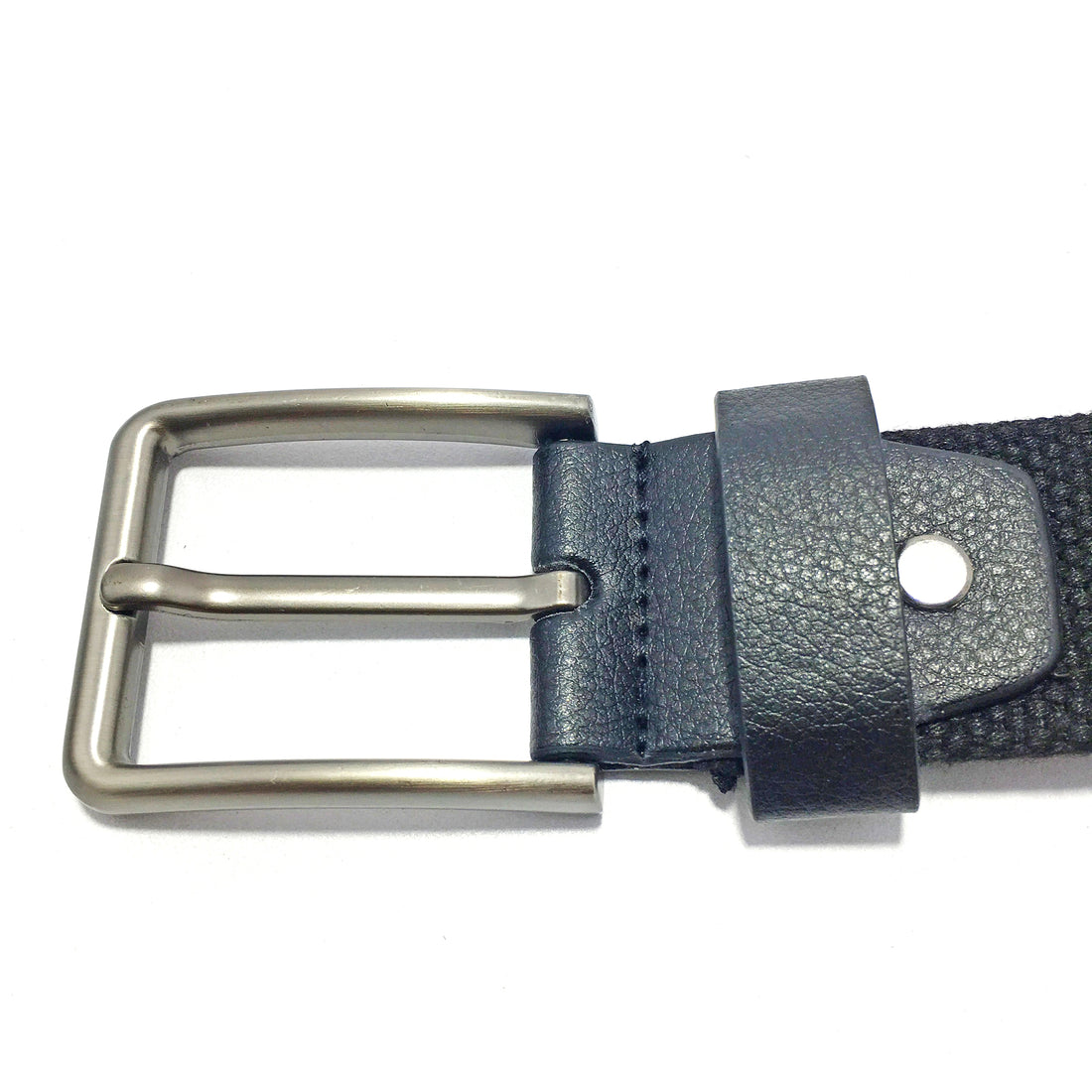 Ficuster Unisex Solid Metal Buckle Black Braided Cotton Canvas Belt