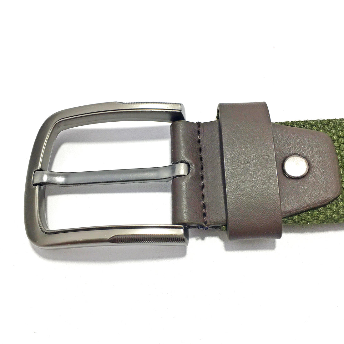 Ficuster Unisex Solid Metal Buckle Military Green Braided Cotton Canvas Belt