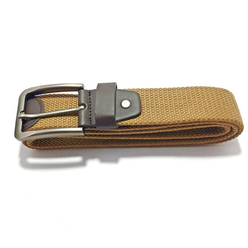 Ficuster Unisex Solid Metal Buckle Brown Braided Cotton Canvas Belt