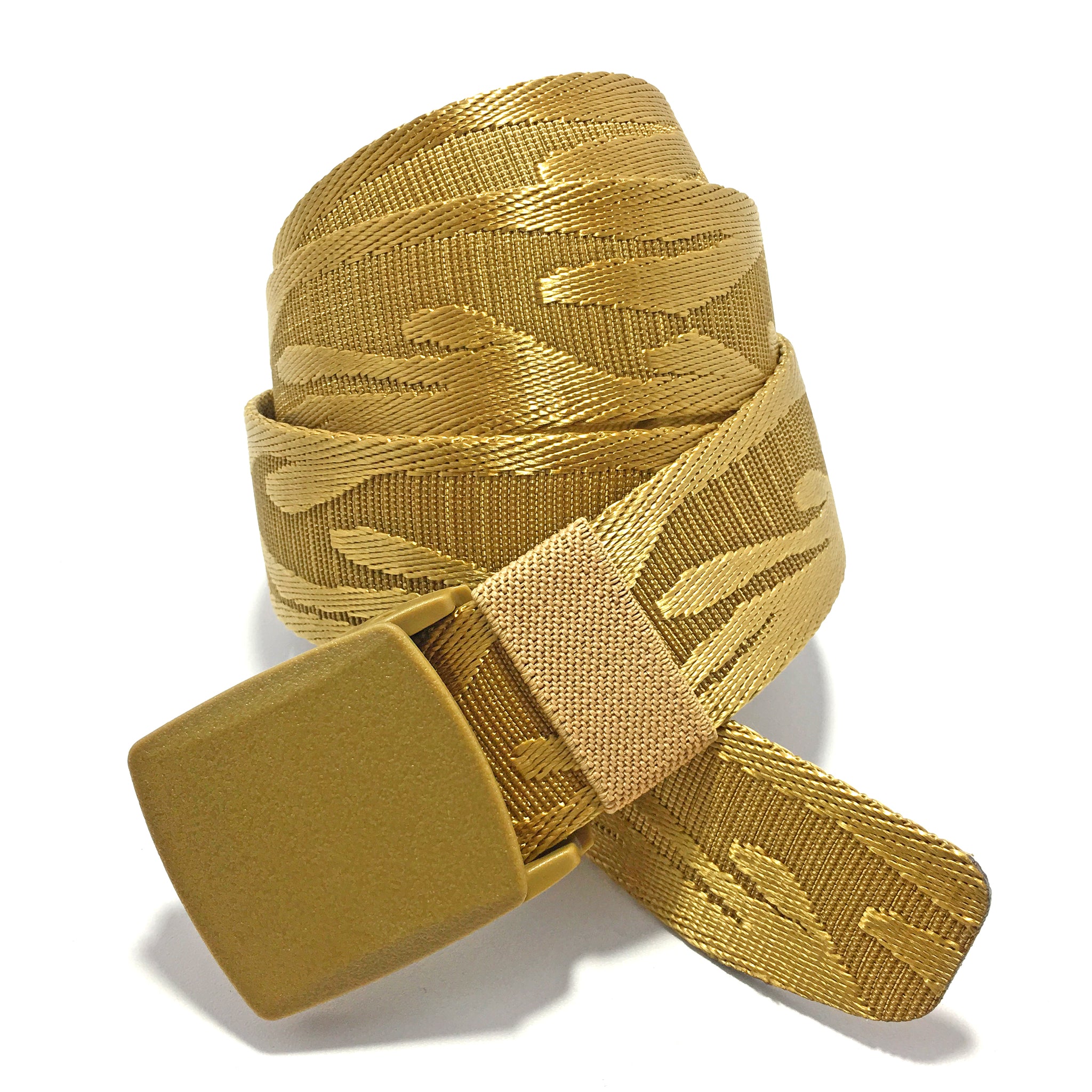 Ficuster Unisex Autogrip Plastic Buckle Golden Braided Nylon Canvas Belt