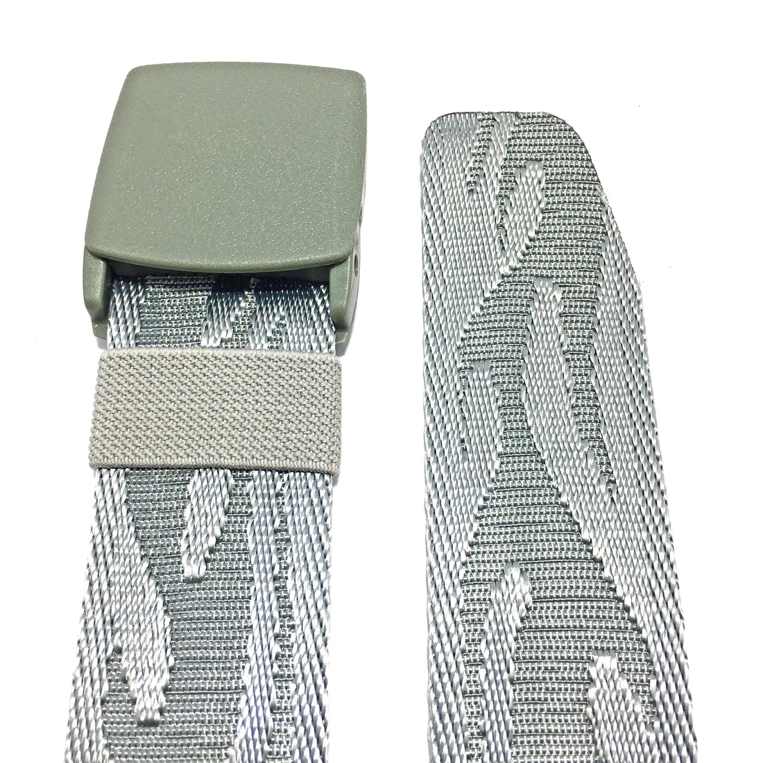 Ficuster Unisex Autogrip Plastic Buckle Silver Braided Nylon Canvas Belt