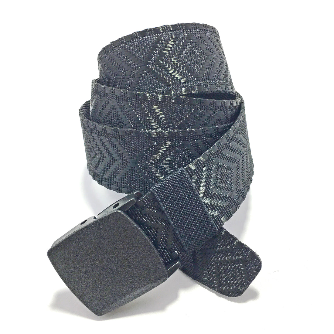 Ficuster Unisex Autogrip Plastic Buckle Braided Black Nylon Canvas Belt