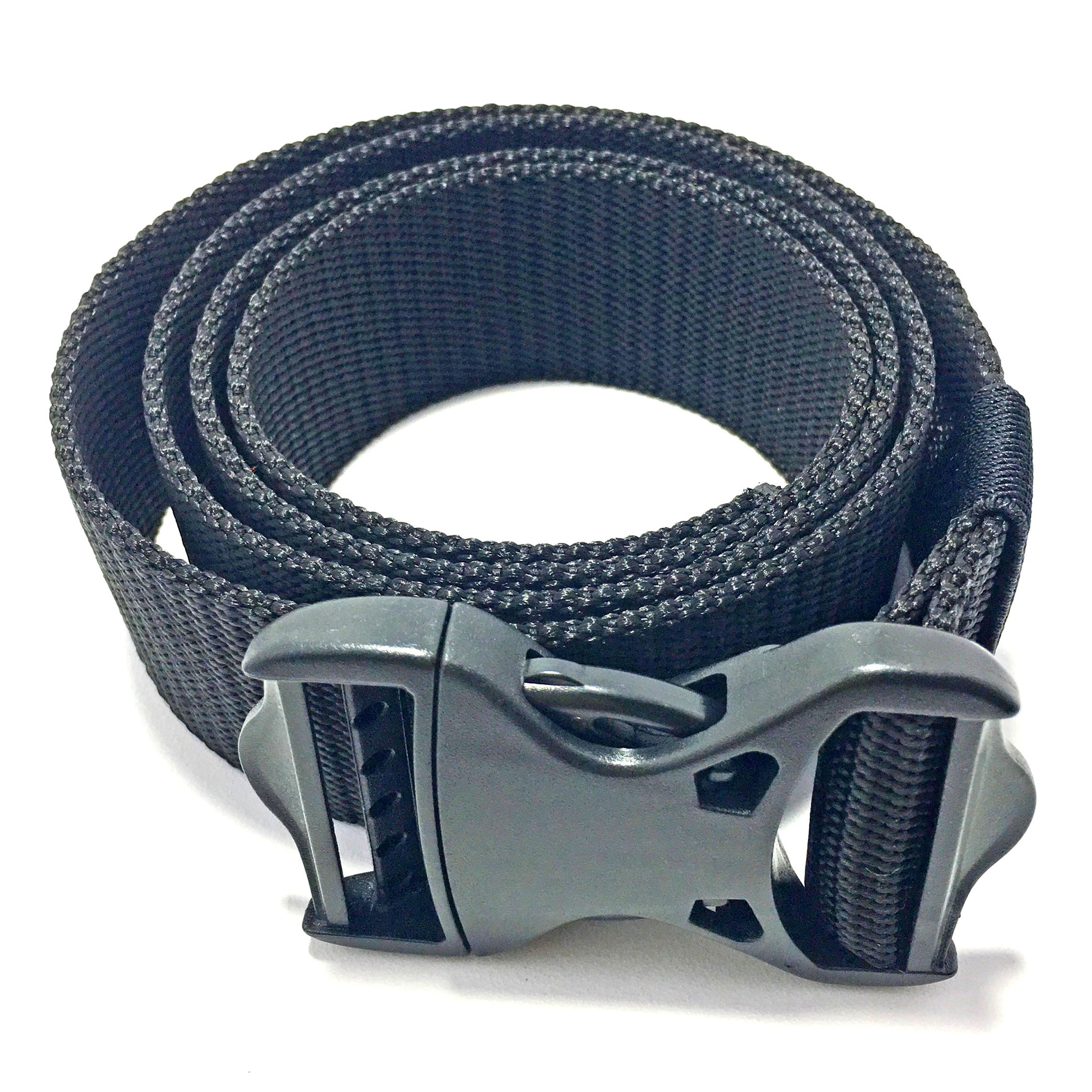Ficuster Unisex Push Lock Plastic Buckle Black Nylon Canvas Braided Belt