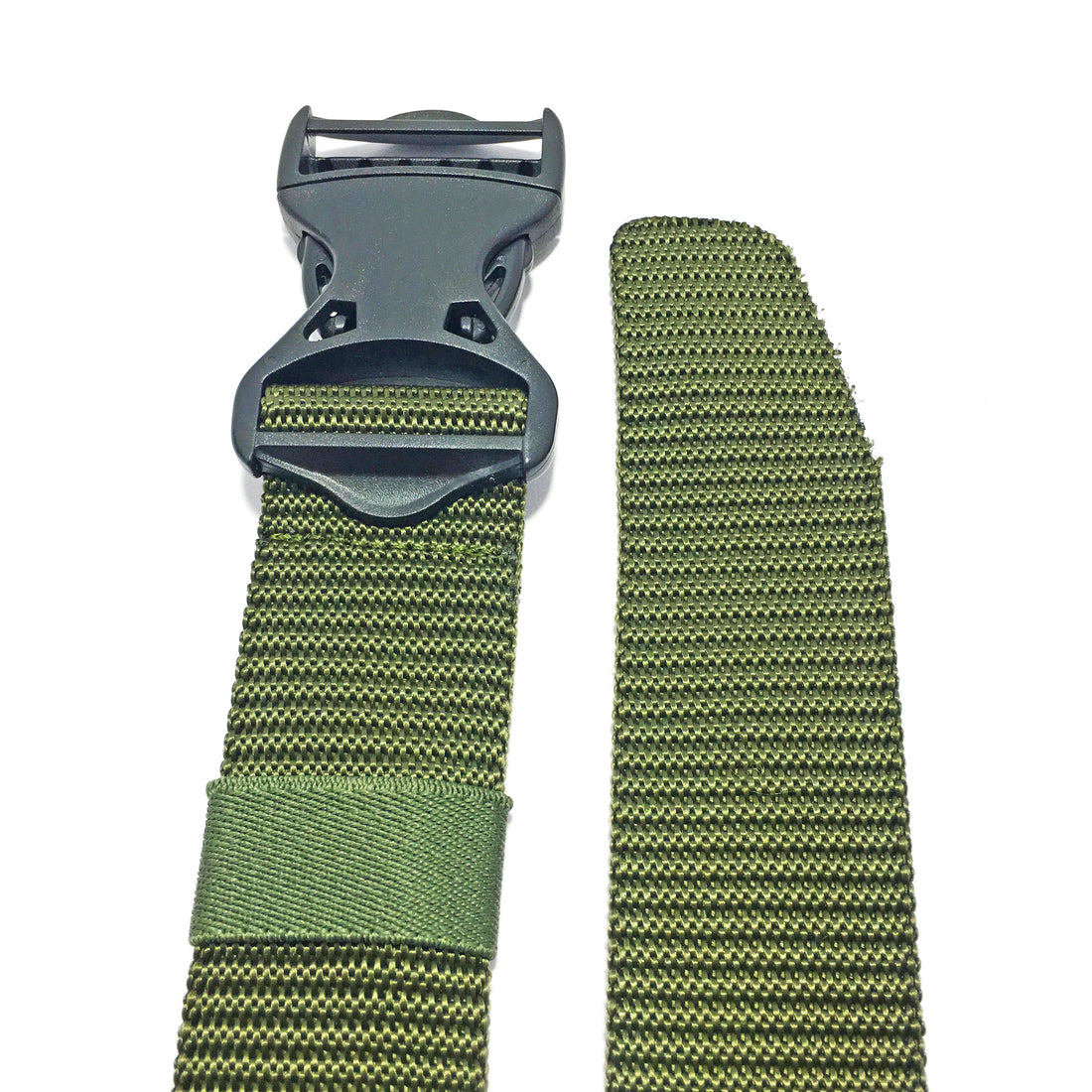 Ficuster Unisex Push Lock Plastic Buckle Military Green Nylon Canvas Braided Belt