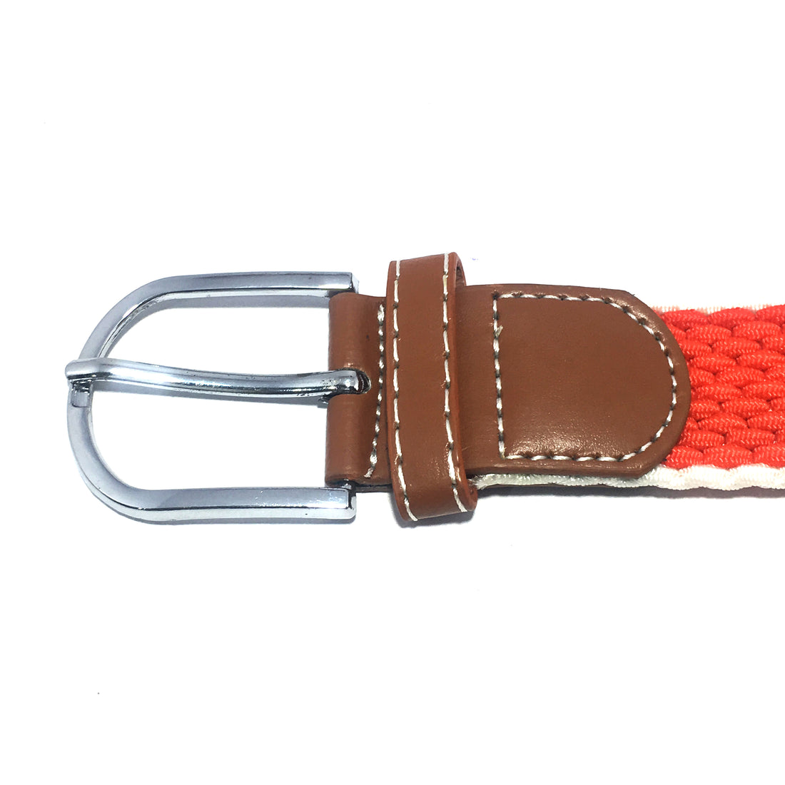 Ficuster Unisex Metal Buckle Red Elastic Canvas Braided Belt